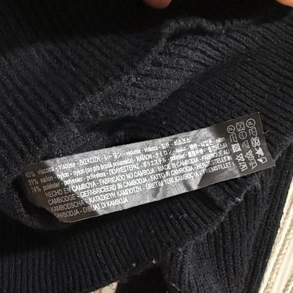 Zara Black Crew Neck Women's Sweater with Tie Back Collar - Picture 6 of 8